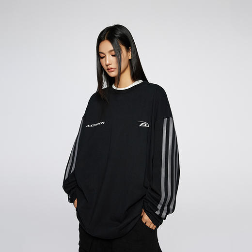 【Achock官方店】美式高街撞色条纹打底上衣潮牌简约圆领长袖T恤 商品图1