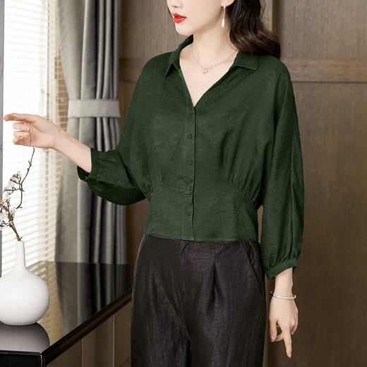 TC 221548香云纱真丝衬衣妈妈优雅洋气重磅桑蚕丝衬衫 商品图1