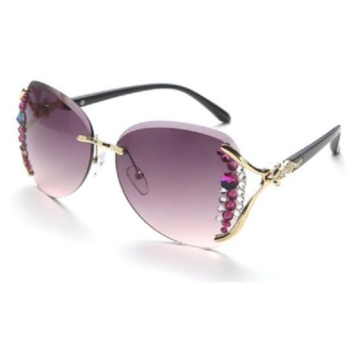 【潮女必备，时尚韩版】墨镜防紫外线，镶水钻芒花闪。阳光不再刺眼，演绎清新好气色，茶色潇洒自然，优雅慵懒轻舞扇！ 商品图5