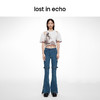 lost in echo2024春季新款设计师品牌双扣带紧身酸洗牛仔喇叭裤 商品缩略图3