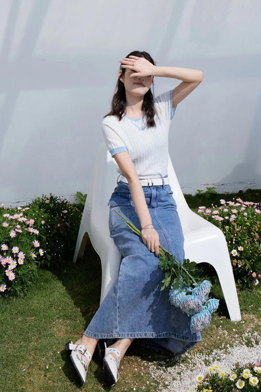 圆领撞色边挂珠针织短袖衫 9522040017 商品图9