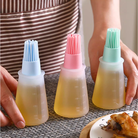 硅胶油瓶刷  油壶刷 毛刷烧烤耐高温油壶刷可控油带盖刻度油瓶 多色