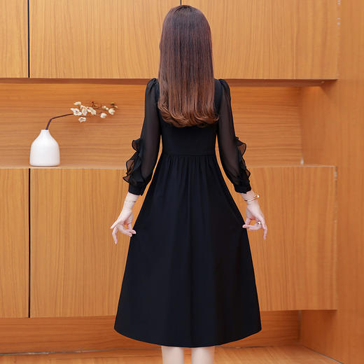 中长款简约连衣裙，长袖木耳边拼接内搭打底裙QYM-DFN-A3347-L 商品图2
