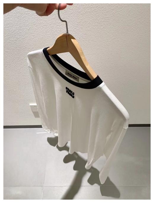 miumi~24早春系列白色字母logo 长袖T恤 商品图4