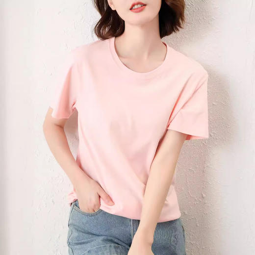 雀说100%纯棉透气女装新款宽松圆领短款男女同款情侣短袖T恤AL 商品图2