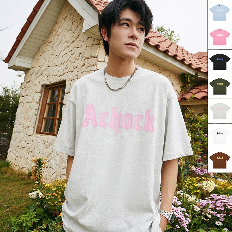 【Achock官方店】美式简约网点logo模糊印花基础短袖情侣嘻哈t恤