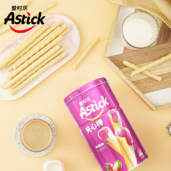 爱时乐（Astick）草莓味夹心棒(注心饼干)330g罐装 蛋卷威化休闲零食大礼包喜礼 商品图8