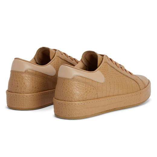 Giuseppe Zanotti 男士签名徽标压花鳄鱼纹皮革低帮休闲运动鞋 卡其色 RM40015003 商品图2