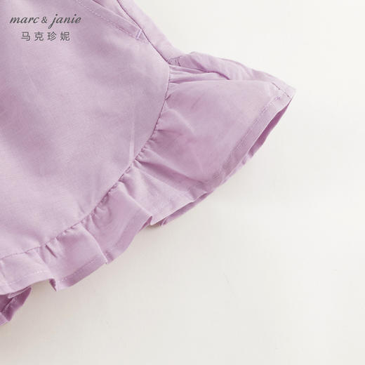 马克珍妮女童法式拼接荷叶边棉麻短裤儿童裤子2024夏装新款240853 商品图4