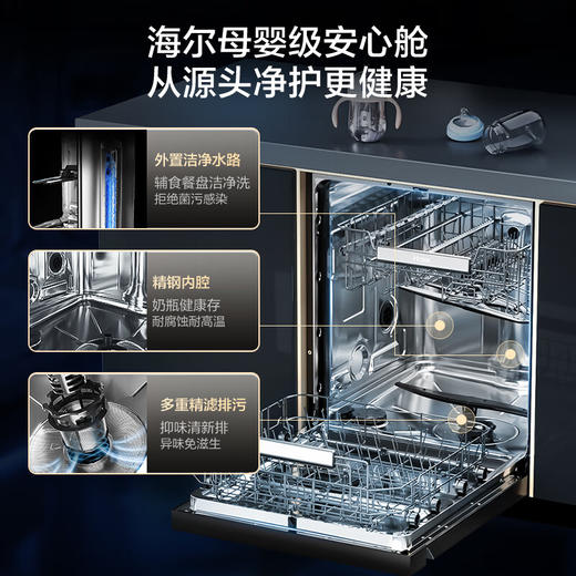 海尔（Haier）新双面洗大16套嵌入式洗碗机W5000Max 空间升级 强效除菌消毒 智能开门速干EYBW163266GHU1 商品图7