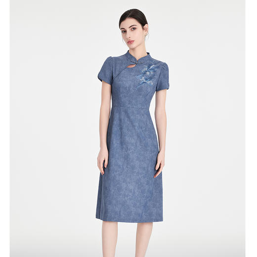 司歌旗袍连衣裙刺绣短袖修身A891160X 商品图0