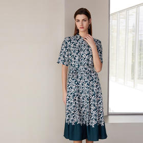 【桑蚕丝印花连衣裙】24年春夏新品女士100%桑蚕丝印花连衣裙时尚系带收腰裙子