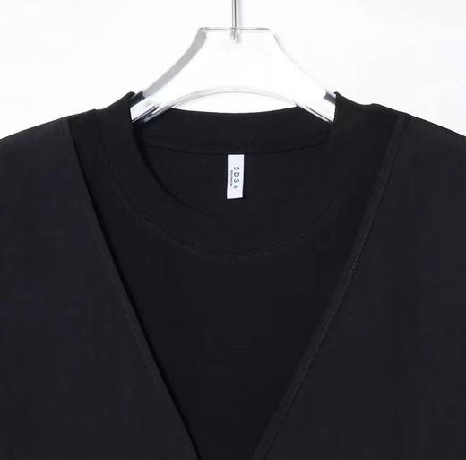 T594夏季新品男士短袖T恤宽松气质时尚百搭半袖小众假两件春夏休闲 商品图3