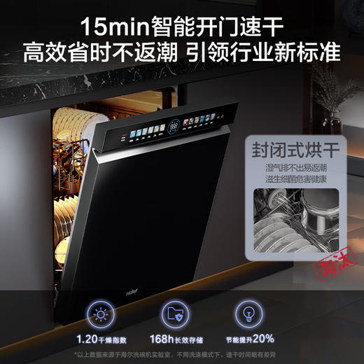 海尔（Haier）新双面洗大16套嵌入式洗碗机W5000Max 空间升级 强效除菌消毒 智能开门速干EYBW163266GHU1 商品图6