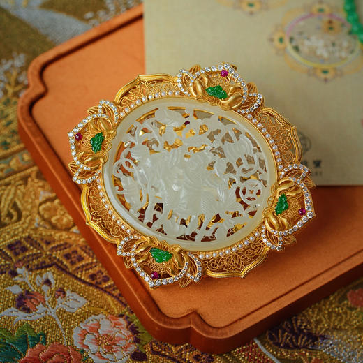 龢盒原创 18k金镶多宝太平吉祥古玉香囊 商品图2