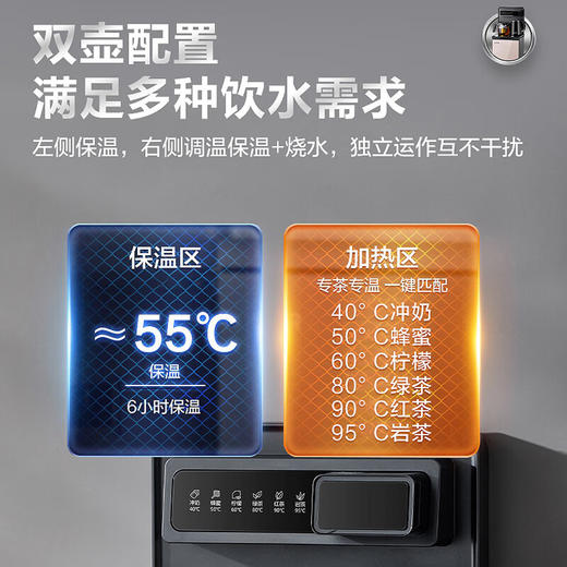 苏泊尔（SUPOR）茶吧机 大容量玻璃泡茶壶 304不锈钢内胆 防烫水壶 六段调温 一键触控SW-CBJ39 商品图2