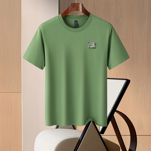 【含桑蚕丝】罗蒙夏季百搭休闲男士T恤时尚简约短袖t恤男舒适圆领短袖男 商品图2