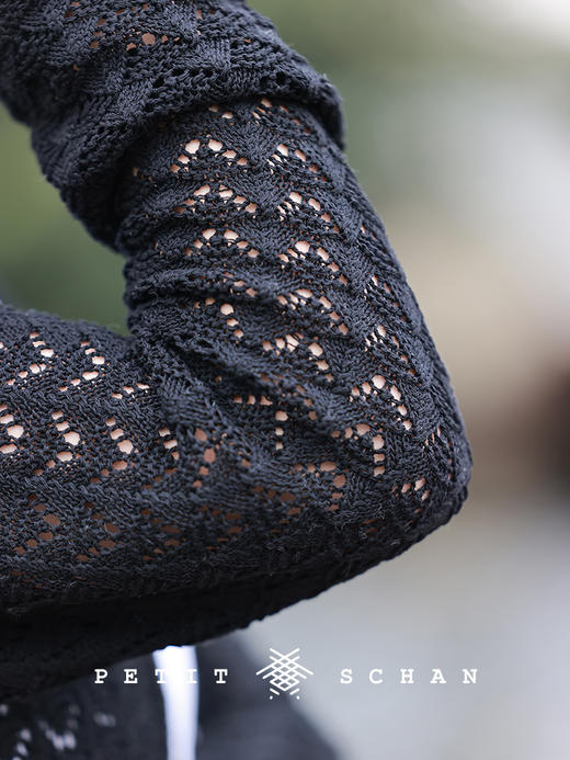 PETIT SCHAN小闪 CLO#462 spring night 春夜 法式镂空钩花针织长袖开衫 商品图4