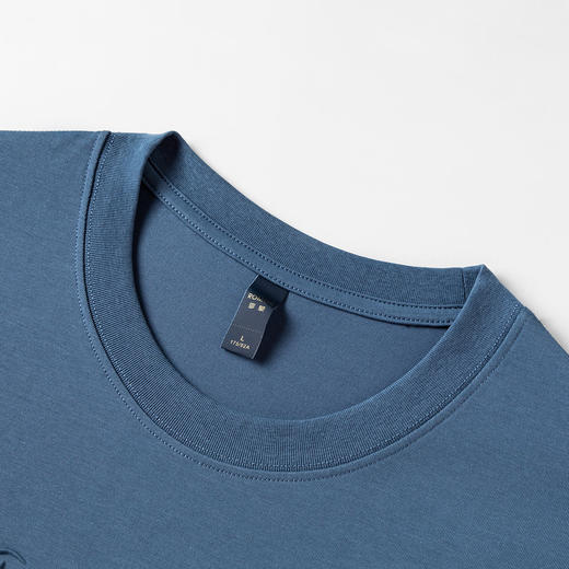 【含桑蚕丝】罗蒙夏季时尚印花男士T恤休闲百搭短袖t恤男舒适圆领短袖男 商品图6