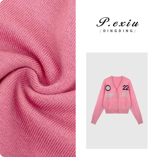01-2潘依绣丁丁宠粉学院风韩系V领单排扣长袖针织开衫 ZZ0506 商品图0