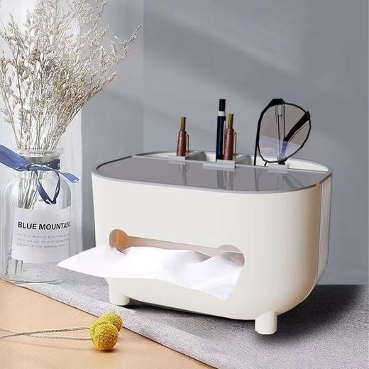 【买一送一！多功能收纳纸巾盒】四合一多功能，化妆刷、洗脸巾也有处安放！简约风纸巾盒家用客厅茶几餐厅，小功能大空间纸巾抽纸随意放，卧室桌面遥控器收纳抽纸QQ 商品图0