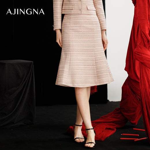 【商场同款】阿菁娜2024春季新款鱼尾修身小香风半裙A29C113058 商品图4