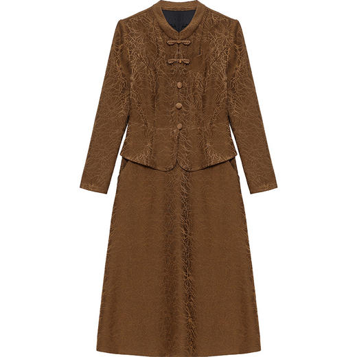 假两件中长裙，气质长袖连衣裙QYM-KED-H1681-Y 商品图4