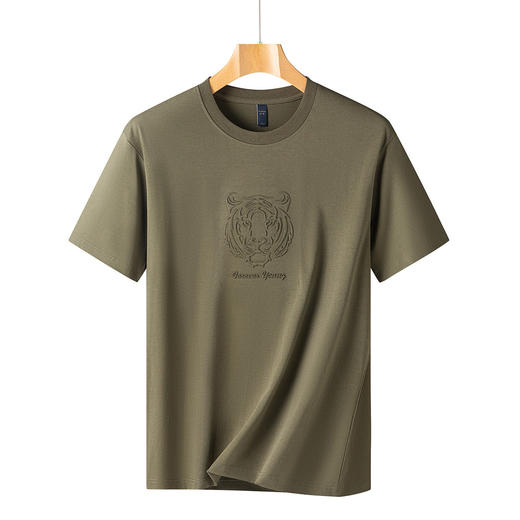 【含桑蚕丝】罗蒙夏季时尚印花男士T恤休闲百搭短袖t恤男舒适圆领短袖男 商品图2