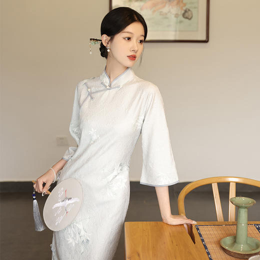 2024春季新款新中式提花复古民国淑女风改良版长袖旗袍LSB2241 商品图0