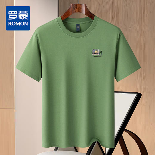 【含桑蚕丝】罗蒙夏季百搭休闲男士T恤时尚简约短袖t恤男舒适圆领短袖男 商品图0