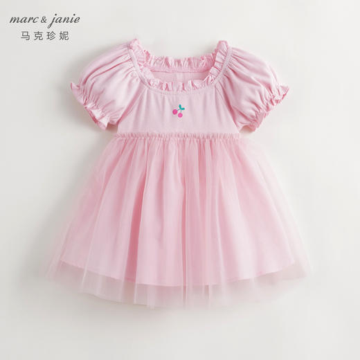 马克珍妮女童甜美泡泡袖花边领网纱连衣裙儿童裙子夏装新款240639 商品图0