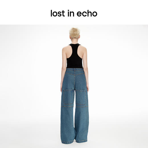 [捡漏价]lost in echo2024春季新品设计师品牌大口袋酸洗阔腿休闲牛仔裤 商品图4