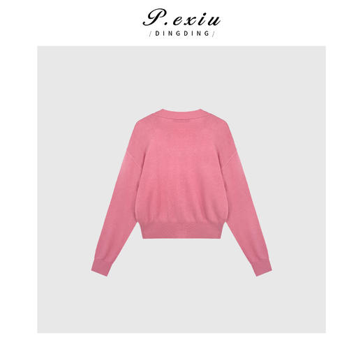 01-2潘依绣丁丁宠粉学院风韩系V领单排扣长袖针织开衫 ZZ0506 商品图3