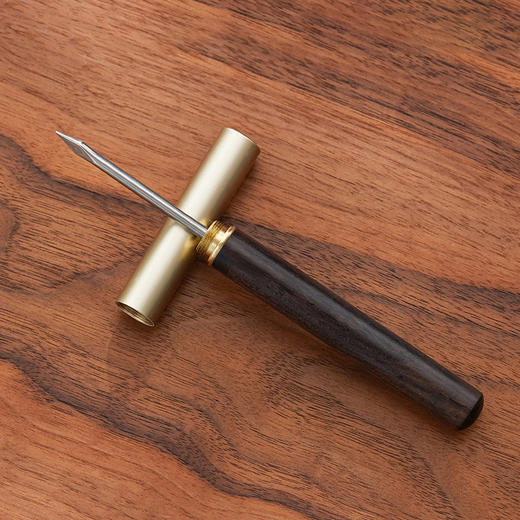 新款铜盖黑檀木茶针手工茶针黑檀实木普洱茶刀茶具配件零配 商品图0