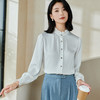 米思阳2026春季新款法式时尚纯色宽松衬衫荷叶领弹力开衫上衣0026 商品缩略图1