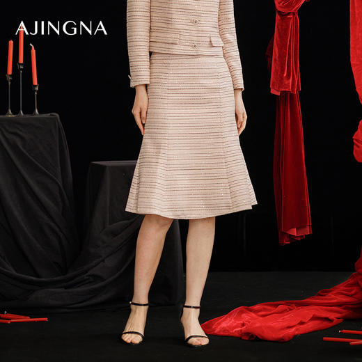 【商场同款】阿菁娜2024春季新款鱼尾修身小香风半裙A29C113058 商品图3