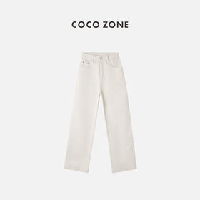 COCO ZONE2024春季休闲百搭100棉高腰直筒牛仔裤24C10017