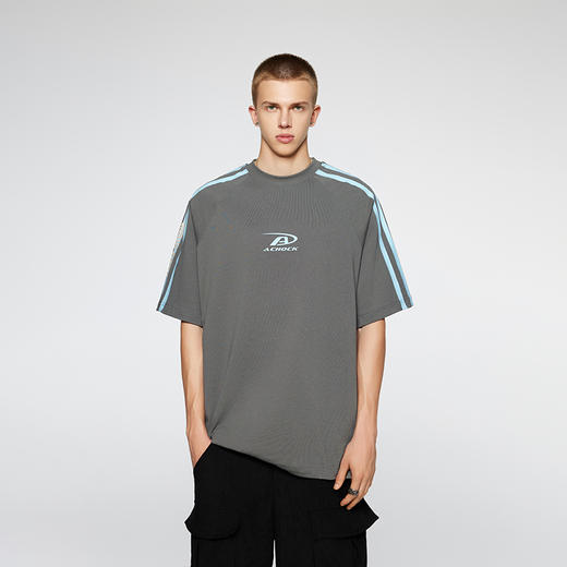 【🔥庞博文同款】潮牌拼接拼条印花重磅纯棉T恤美式高街宽松短袖 商品图2