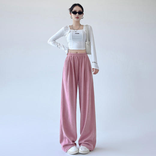 「木棉绒山本裤！垂感直筒」垂坠感裤子女春秋季高腰休闲针织阔腿裤直筒运动裤下装 商品图2