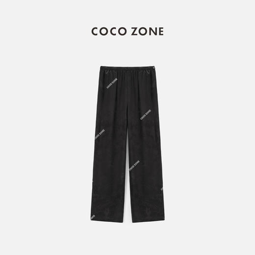 COCO ZONE2024国潮新中式黑色提花阔腿长裤直筒休闲裤24C10334 商品图0