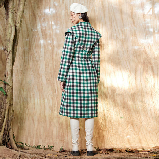 MAXRIENY格纹直身型大衣冬季复古学院风外套氛围感外衣女MS87CT755Z50 商品图2