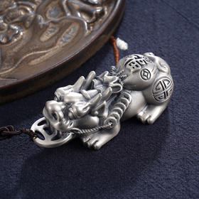 子佩集S999银【招财纳福】手把件【SBJ348】貔貅纯银2403