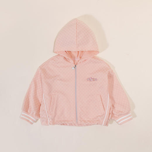 【商城同款】迪士尼2024春季新款女童连帽卫衣时尚百搭开衫中大童格纹舒适外套231DS0921 商品图3