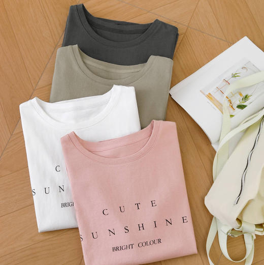 女士100%纯棉随性休闲T恤 商品图11