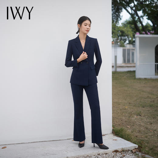 IWY/藏青色西装套装高端休闲宽松西服商务职场风C14222+P34222 商品图1