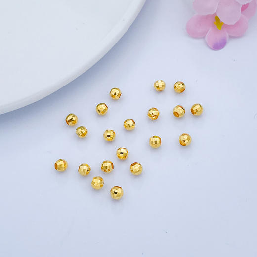 【限时7.5折】【定价黄金】足金 【无字印】3D硬金散珠转运珠圆镭射珠路路通手串配件（20粒总长约6.8cm，20粒/件）(V3DSC00334)（预售产品下单后不退款不退货不换货不补差 商品图0