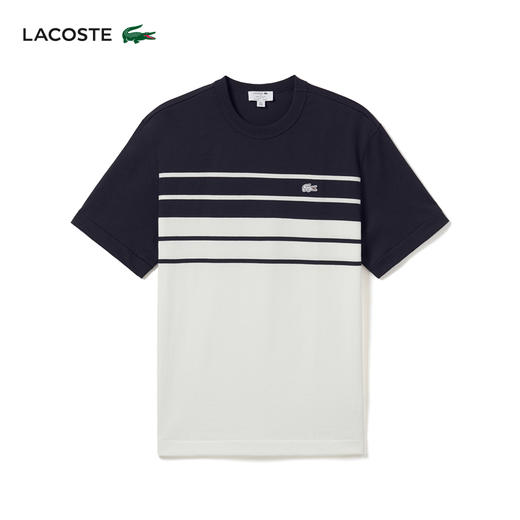 Lacoste法国鳄鱼男装新款宽窄条纹短袖T恤TH8130-10 商品图0