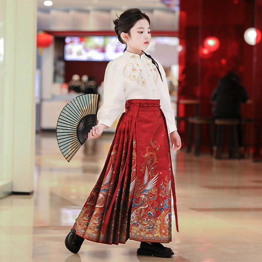 儿童汉服女孩2024春秋新款原创唐装中式妆花织锦段超仙马面裙 商品图2