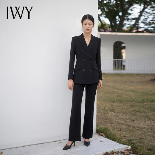 IWY/黑色西装套装修身长袖显瘦高级感商务正式场合通勤西服ol工装C13309+P33309 商品图1