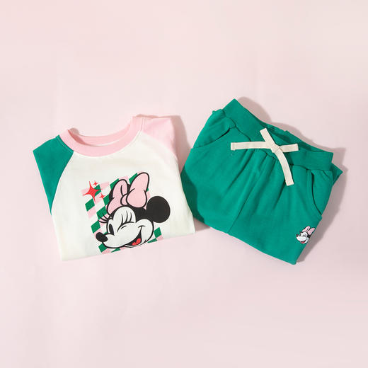 【撞色插肩袖米妮套装】春季新款女童纯棉柔软舒适卫衣卫裤两件套ZD1DT015 商品图2